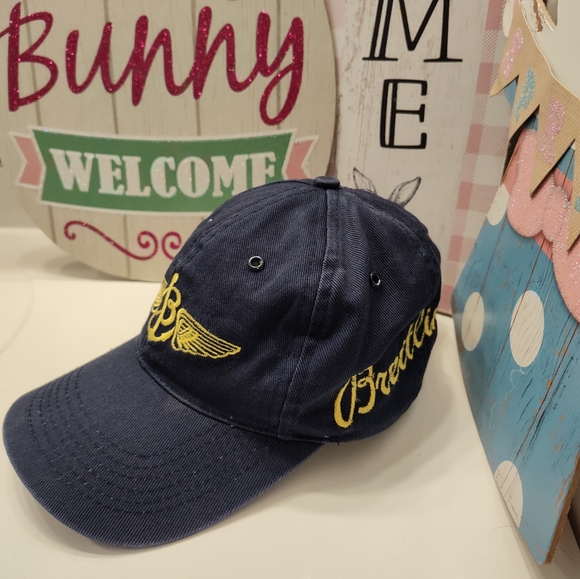 💙 Vintage Breitling Unisex Wear Cotton Adjustable Baseball Cap, Navy & Gold, OS - Picture 13 of 14